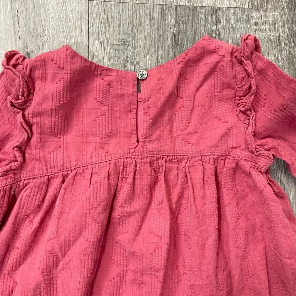 Genuine Kids From OshKosh Toddler Girl’s Pink Long Sleeve Ruffle Keyhole Top 5T